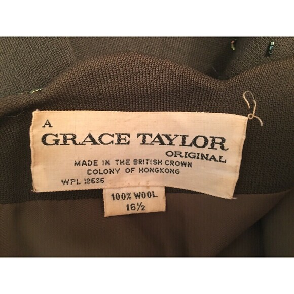 Vintage Grace Taylor Women's Beaded Jacket Size 16.5 US 8 (MEDIUM) Green Wool - Picture 9 of 9